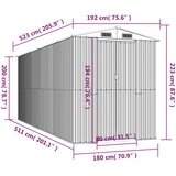  Vrtno spremište svjetlosivo 192 x 523 x 223 cm pocinčani čelik | shoptok.hr