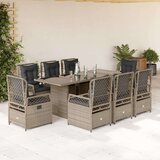  9-dijelni vrtni blagovaonski set od poliratana s jastucima sivi | shoptok.hr