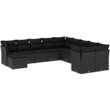 Maison Chic Seti vrtnega pohištva - Vrtna garnitura - Vrtni pohištvo set 11-delna z blazinami črn poli ratan, (21817152) | Shoptok.si