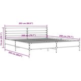  Posteljni okvir dimljeni hrast 200x200 cm inž. les in kovina, (21166002) | Shoptok.si