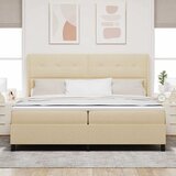  Krevet s opruga kutije s jastukom Krema 200 x 200 cm tkanina | shoptok.hr