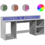  Radni stol s LED svjetlima sivi 200x55x91 cm konstruirano drvo | Shoptok.si