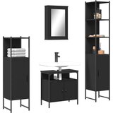 vidaXL 4-dijelni set kupaonskog namještaja crni od konstruiranog drva | shoptok.hr
