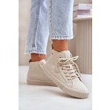 Big Star Insulated corduroy sneakers women's Hi-Poly system beige | ePonuda.com