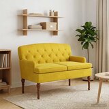 vidaXL Ljubavni kauč s gumbima Svijetlo žuta 111 x 65 x 79 cm Baršun | shoptok.hr