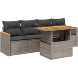 Maison Chic Seti vrtnega pohištva - Vrtna garnitura - Vrtni pohištvo set 5-delna z blazinami siv poli ratan, (21816158) | Shoptok.si