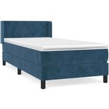 vidaXL Box spring postelja z vzmetnico temno modra 100x200 cm žamet | Shoptok.si