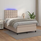 Krevet box spring madrac LED cappuccino 120x200cm umjetna koža | Eponuda.ba