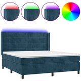  Krevet box spring s madracem LED tamnoplavi 180x200 cm baršun | shoptok.hr