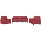 Maison Chic Sedežna garnitura - kavč 3-delna z blazinami vinsko rdeče umetno usnje, (21729250) | Shoptok.si