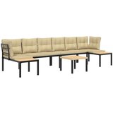  5-dijelni set vrtnih sofa s jastucima čelik obložen prahom crni | shoptok.hr