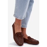 Boto Embellished Women's Loafers Made of Eco Suede Brown Prissine | shoptok.hr