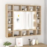 Ormarić s ogledalom LED boja hrasta sonome 91x15x76,5 cm Cene