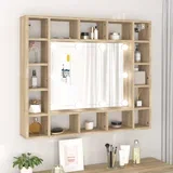 s ogledalom LED boja hrasta sonome 91x15x76,5 cm