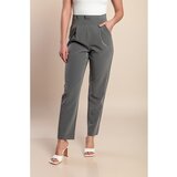 Fenzy Elegantne Dolge Hlače Z Visokim Pasom, Sive | Shoptok.si
