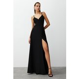 Trendyol Black Slit Detailed Woven Long Elegant Evening Dress cene