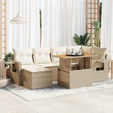 Maison Chic Seti vrtnega pohištva - Vrtna garnitura - Vrtni pohištvo set 7-delna z blazinami bež poli ratan, (21804684) | Shoptok.si