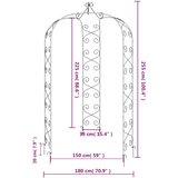 Vrtni luk crni Ø 180 x 255 cm čelični | shoptok.hr