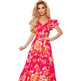 Numoco Long dress with neckline and frills | Shoptok.si