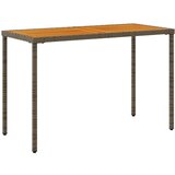  Vrtna miza z leseno akacijevo ploščo siva 115x54x74 cm PE ratan | Shoptok.si