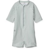 Liewood kopalni pajac z rokavi max seersucker stripe sea blue/white Cene