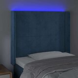  Posteljno vzglavje temno modro 83x16x118/128 cm žamet | Shoptok.si