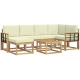  Set vanjskih sofa 7 kom. Bijela i krem Čvrsto drvo akacije | shoptok.hr