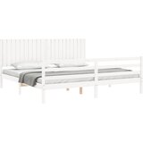  Okvir za krevet s uzglavljem bijeli 200x200 cm od masivnog drva | Eponuda.com