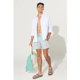 AC&Co / Altınyıldız Classics Men's Green-Pink Standard Fit Regular Fit Pocket Quick Dry Patterned Marine Shorts