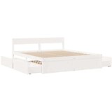  Posteljni okvir s predali bel 180x200 cm trdna borovina | Shoptok.si
