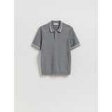 Reserved Polo-džemper s mješavinom pamuka - tamnosivo | shoptok.hr