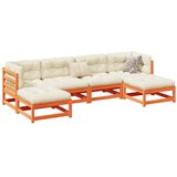  6-dijelni set vrtnih sofa s jastucima voštano smeđi od borovine | shoptok.hr