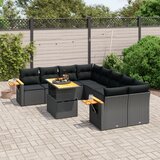 vidaXL 9-dijelni set vrtnih sofa s jastucima crni od poliratana | shoptok.hr