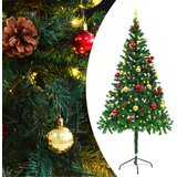 vidaXL Umetna novoletna jelka z bučkami in LED lučkami zelena 180 cm | Shoptok.si