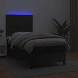  Krevet box spring s madracem LED crni 100x200cm od umjetne kože | shoptok.hr