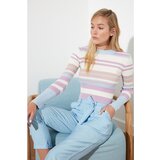 Trendyol lilac Striped Crop Knitwear Sweater Cene