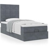 vidaXL Otomanski posteljni okvir z vzmetnicami siv 90x190cm žamet | Shoptok.si