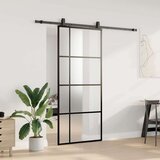  Klizna vrata s priborom crna 90 x 205 cm od ESG stakla | shoptok.hr
