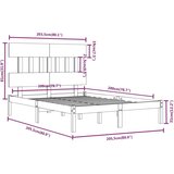  Za krevet od masivne borovine sivi 200 x 200 cm | shoptok.hr