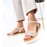  Beige Crochet Wedge Sandals Versala | shoptok.hr