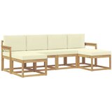 vidaXL Zunanja garnitura za sedenje 6 pcs Bela in krem Poliester, (5000281785) | Shoptok.si
