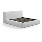 Micadoni Svetlo siva oblazinjena zakonska postelja s prostorom za shranjevanje z letvenim dnom 200x200 cm Simon Olivia – | Shoptok.si
