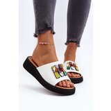 Kesi Women's leather slippers with white Asames embellishment | shoptok.hr