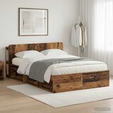  Okvir kreveta s pohranom s uzglavljem Staro drvo 140 x 190 cm | shoptok.hr