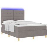  LED Box Spring Krevet Sivo-smeđa 140 x 200 cm tkanina | shoptok.hr