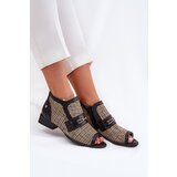 Maciejka Leather Women's Ankle Boots With Open Toes Black-Beige | shoptok.hr