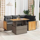 vidaXL Vrtna sedežna garnitura 5-delna z blazinami poli ratan/akacija, (21782940) | Shoptok.si