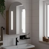  Kupaonski ormarić s ogledalom LED lučni boja hrasta 42x13x70 cm | shoptok.hr