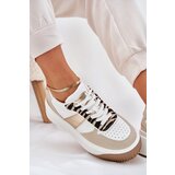 Boto Women's sneakers on a chunky platform animal print beige-gold Telanila | shoptok.hr