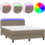  Krevet box spring s madracem LED smeđesivi 140x200 cm tkanina | shoptok.hr